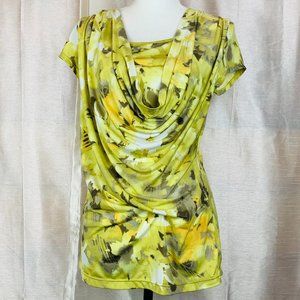 ANN KLEIN Cowl Front Short-Sleeve Top M